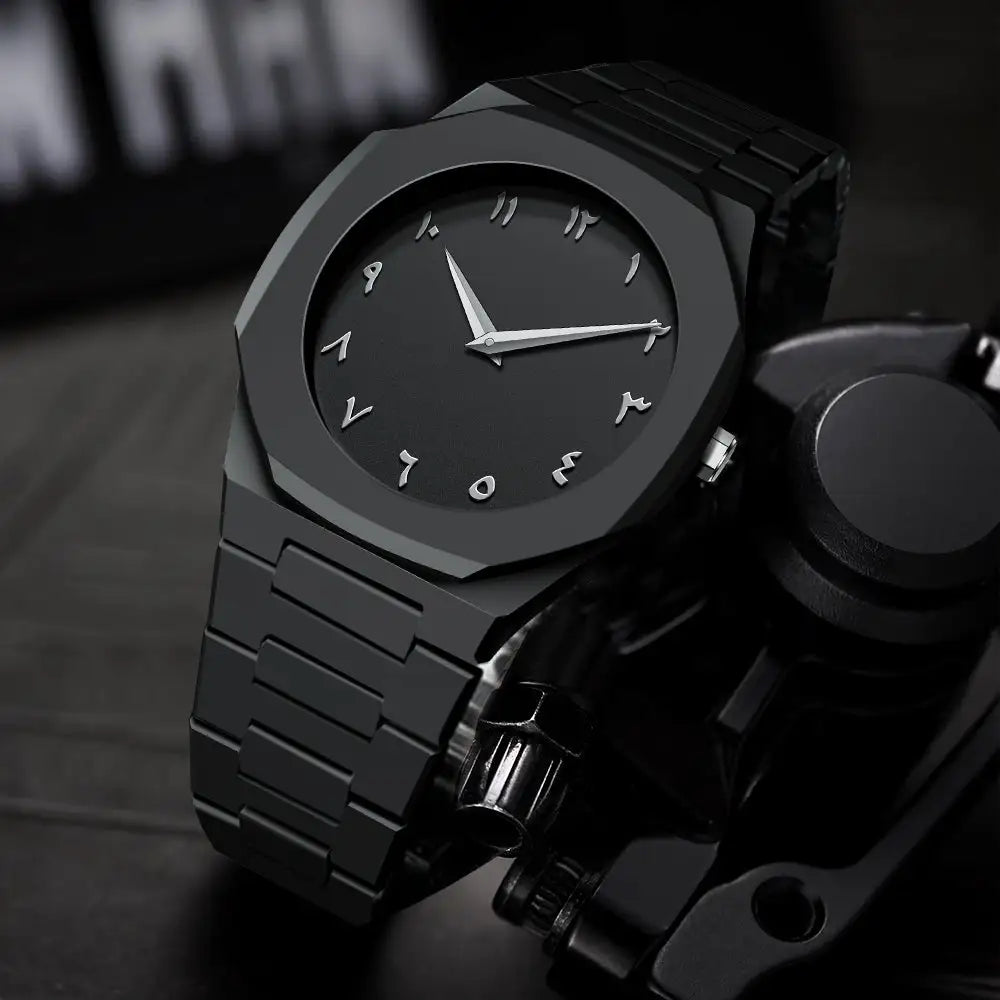 Aura Black Arabic Dial Watch – Luxury Men’s Timepiece with Timeless Elegance