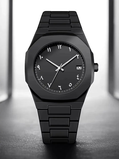 Aura Black Arabic Dial Watch – Luxury Men’s Timepiece with Timeless Elegance
