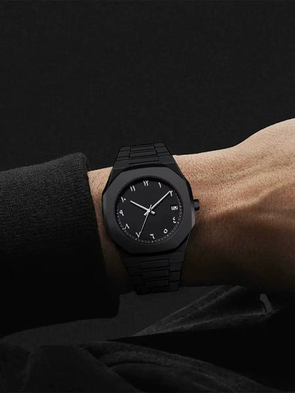 Aura Black Arabic Dial Watch – Luxury Men’s Timepiece with Timeless Elegance